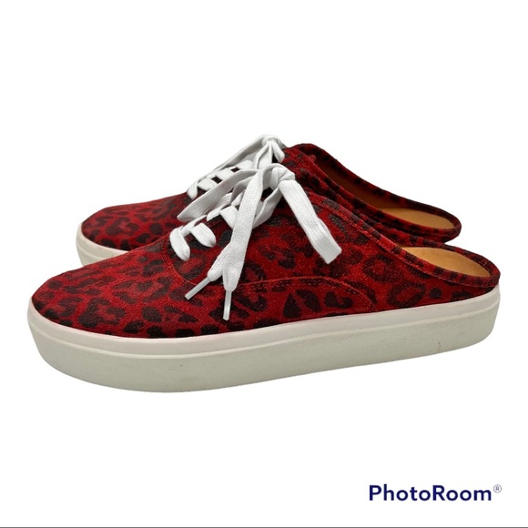 New LUCKY BRAND Talani Mules Sneakers Clogs 10 42 Red Leopard - Picture 5 of 10